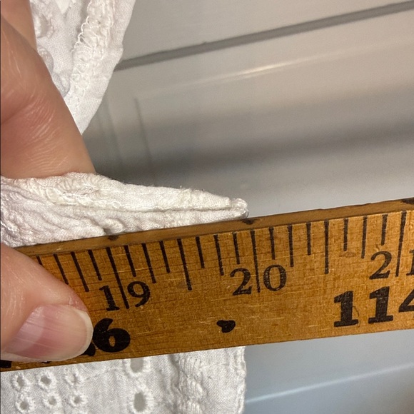 White Eyelet tiered ruffle Blouse Button Front Cottagecore Summer Top - Picture 7 of 11